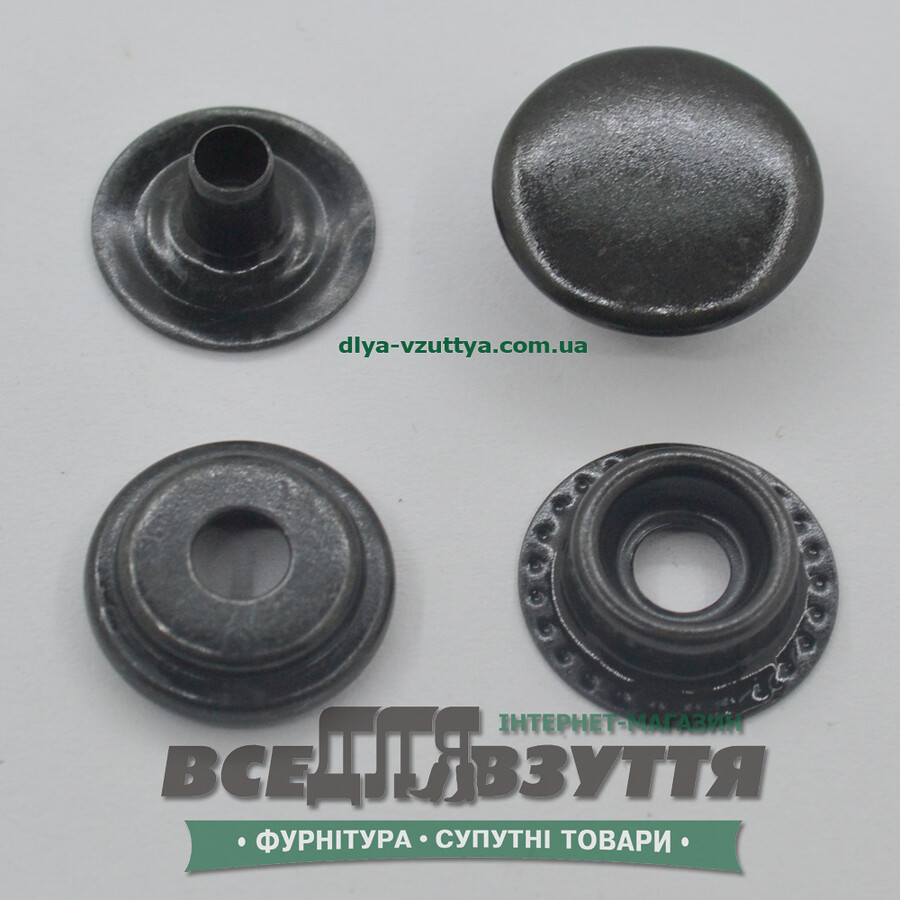 Кнопка металлическая гладкая КАППА Ø 15мм цв. Черный