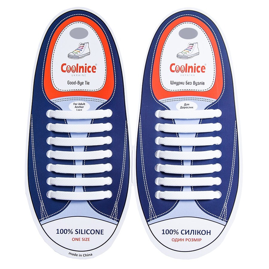 Силиконовие шнурки Coolnice 7+7 One Size кіл-р. Белий