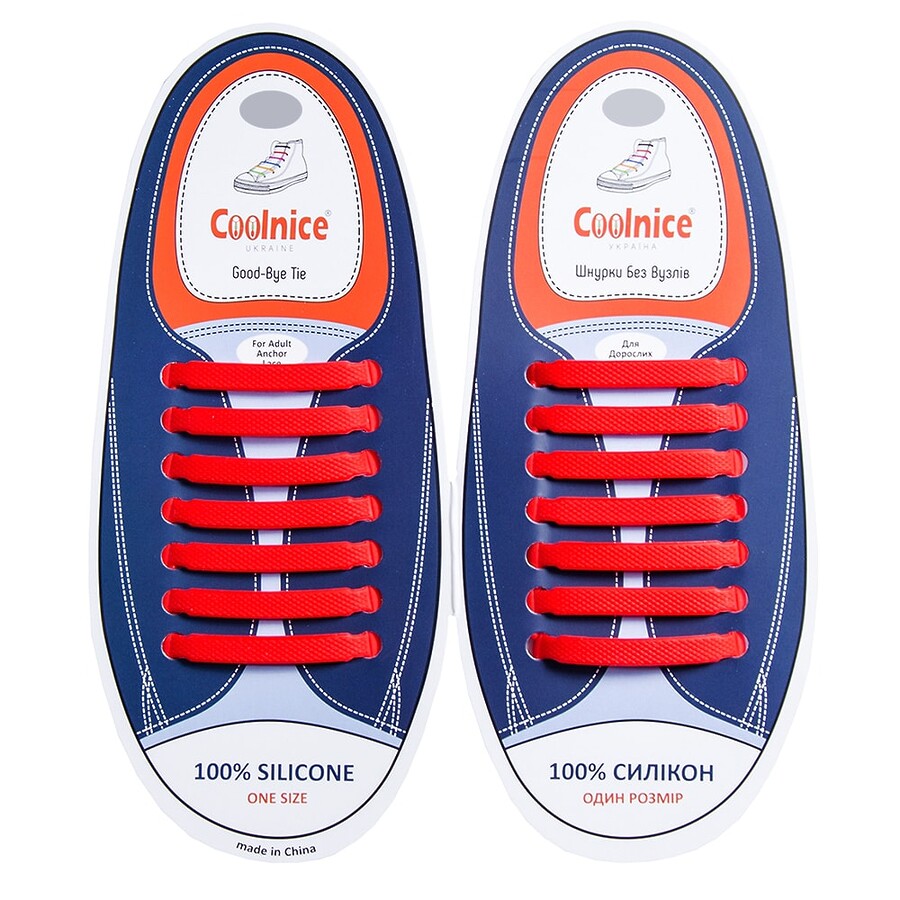 Силиконовие шнурки Coolnice 7+7 One Size кіл-р. Красний